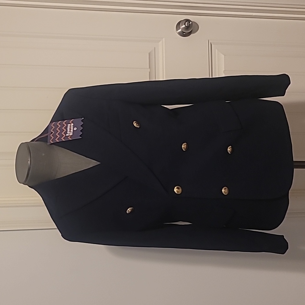 Navy Double-Breasted Blazer with Gold Buttons